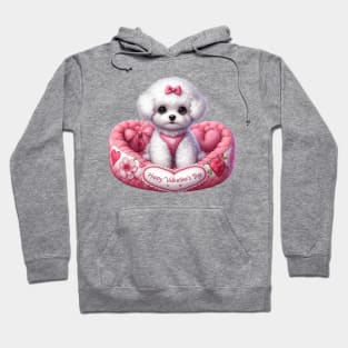 Valentine Bichon Frise Dog in Bed Hoodie